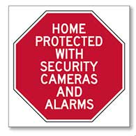 This Home/Business/Property Protected With Security Cameras And Alarms - 6x6 Window Decal or Label - Package of 3