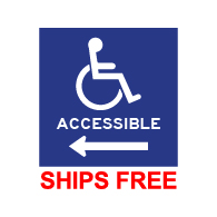Window Decal - International Symbol of Accessibility (ISA) and text ACCESSIBLE with Left Arrow - 6x6