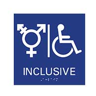 ADA compliant Gender Inclusive Symbol Restroom Wall Sign with Pictogram and Grade 2 Braille