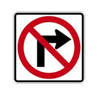 R3-1 No Right Turn Symbol Signs - 24x24 - Official MUTCD Reflective Rust-Free Heavy Gauge Aluminum Road Signs
