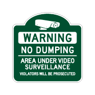 Mission Style No Dumping Area Under Video Surveillance Sign - 18x18 - Made with Reflective Rust-Free Heavy Gauge Durable Aluminum available at STOPSignsAndMore.com