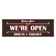 Welcome We're Open Dine-In And Takeout Banner - 72x24 - Use Our Open For Business Premium Heavyweight 13 oz. Outdoor-Rated Vinyl Banners to Advertise Your Business.