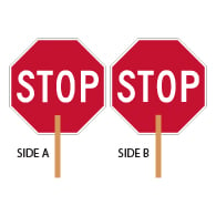Two-Sided Paddle STOP Signs - 18x18 - Engineer Grade Prismatic Reflective Light-Weight Aluminum STOP Sign on Wood Handle