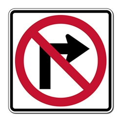 Reflective R3-1 No Left Turn Symbol Signs -18x18 - Official MUTCD Reflective Rust-Free Heavy Gauge Aluminum Road Signs