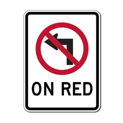 R13-B No Left Turn On Red Sign -18x24 - Official MUTCD Reflective Rust-Free Heavy Gauge Aluminum Road Signs