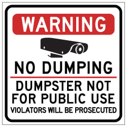 Warning No Dumping Dumpster Not For Public Use Magnetic Sign - 24x24 - Made with Reflective Magnum Magnetics 30 Mil Material available from StopSignsandMore.com