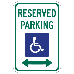 R7-8 Federal Disabled Reserved Parking Signs - Double Arrow - 12x18 - Reflective Rust-Free Heavy Gauge Aluminum ADA Parking Signs