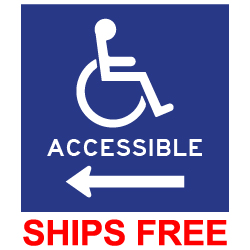 Label - Wheelchair Symbol with text Acessible with Left Arrow - 6x6