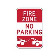 Fire Zone No Parking Tow-Away Symbol - 12x18