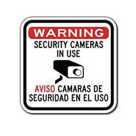 Warning Security Cameras In Use Sign - Aviso Camaras De Seguridad En El Uso - 12x12- Reflective Rust-Free Heavy Gauge Aluminum Bilingual Security Signs