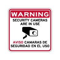 Warning Video Cameras In Use Signs - Aviso Camaras De Seguridad En El Uso Sign - 18x18 - Reflective Rust-Free Heavy Gauge Aluminum Bilingual Video Surveillance Signs