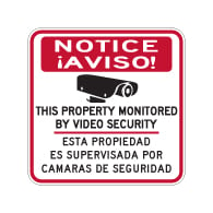 Bilingual Property Monitored By Video Security Signs - 18x18 - Reflective Rust-Free Heavy Gauge Aluminum Bilingual Video Surveillance Signs
