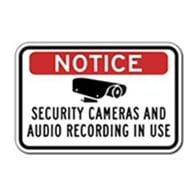 Notice Security Cameras And Audio Recording In Use Sign - 18X12 - Reflective rust-free heavy-gauge aluminum Security Signs