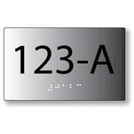 Custom ADA Brushed Aluminum Room Number Signs with Tactile Text and Grade 2 Braille - Up to 5 letters or numbers or spaces