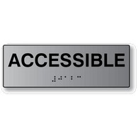 ADA Signs: Acceissible Sign with Tactile (raised) Text and Grade 2 Braille - 6x2.  Brushed Aluminum ADA Signs offer an attractive alternative to plastic ADA signs.