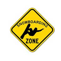 Snowboarding Zone Sign - 12x12 or 18x18 sizes - Authentic Road Sign - Reflective Rust-Free Heavy Gauge Aluminum