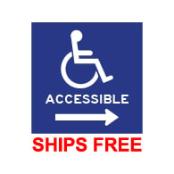 Window Decal - International Symbol of Accessibility (ISA) and text ACCESSIBLE with Right Arrow - 6x6
