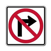 Reflective R3-1 No Left Turn Symbol Signs -18x18 - Official MUTCD Reflective Rust-Free Heavy Gauge Aluminum Road Signs