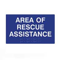 Google Shop: ADA Compliant Area Of Rescue Assistance Signs with Tactile Text and Grade 2 Braille - 10x6