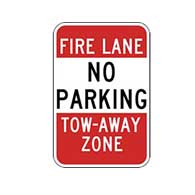 No Parking Fire Lane Tow Away Signs - 12x18