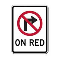 R13-A No Right Turn On Red Sign -18x24 - Official MUTCD Reflective Rust-Free Heavy Gauge Aluminum Road Signs