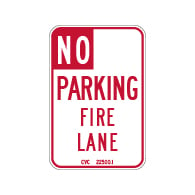 R26F-Mod-Code California No Parking Fire Lane Sign - 12x18