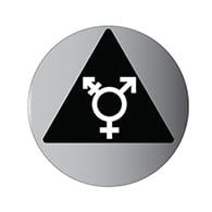 ADA Brushed Aluminum Door Sign Restroom - Black Triange/ Gender Neutral Symbol - 12x12