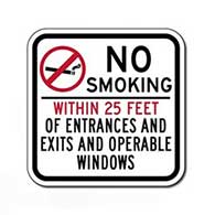 No Smoking Within 25 Feet Of Entrances And Exits And Operable Windows Sign - - Non-reflective
