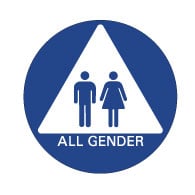 All Gender Restroom Door Sign no ISA & Male + Female pictograms