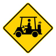Buy our Golf Cart on Road Warning Signs - 24x24 - Official W11-11 MUTCD Reflective Heavy Gauge Rust-Free Aluminum Golf Cart On Road Signs