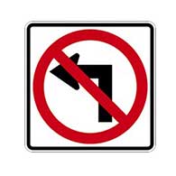 R3-2 No Left Turn Symbol Signs - 24x24 - Official MUTCD Reflective Rust-Free Heavy Gauge Aluminum Road Signs