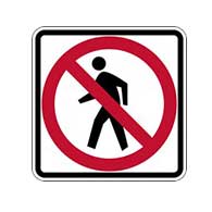 R9-3A - No Pedestrians Allowed Symbol Signs - 24x24 - Official MUTCD Reflective Rust-Free Heavy Gauge Aluminum Road Signs