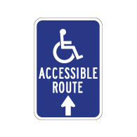 Wheelchair Accessible Route Sign - 12x18 - Ahead Arrow - Reflective Rust-Free Heavy Gauge Aluminum ADA Access Signs