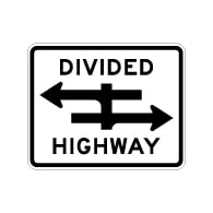 R6-3 Divided Highway Traffic Sign H.I.P. - 30x24 - Made with High Intensity Prismatic Reflective Sheeting & Rust-Free Heavy Gauge Aluminum at STOPSignsAndMore.com