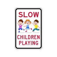 SLOW Neighborhood Children Playing Sign - 12x18 - Made with Engineer Grade Reflective Rust-Free Heavy Gauge Durable Aluminum available at STOPSignsAndMore.com