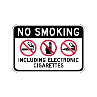 No Smoking Including Electronic Cigarettes Sign - 18x12 - Made with Non-Reflective Matte Rust-Free Heavy Gauge Durable Aluminum available at STOPSignsAndMore.com