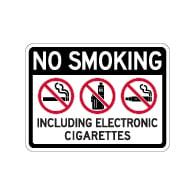 No Smoking Including Electronic Cigarettes Sign - 24x18 - Made with Non-Reflective Matte Rust-Free Heavy Gauge Durable Aluminum available at STOPSignsAndMore.com