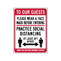 Window Label - Practice Social Distancing - 6x8 (Pack of 3) - Digitally printed on rugged vinyl using outdoor-rated inks. Buy Public Health Safety Window Decals from StopSignsandMore.com