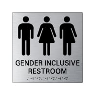 ADA Gender Inclusive Restroom Wall Sign - 9x9 - Brushed Aluminum. American Made High Quality ADA Restroom Signs with Tactile Text and Grade 2 Braille from STOPSignsandMore.com