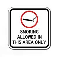 Smoking Allowed In This Area Only with Smoking Symbol Sign - 12x12 - Outdoor rated reflective aluminum Smoking Area Signs