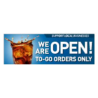 We Are Open Dine-In Takeout Delivery Banner - 72x24