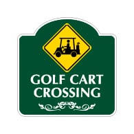 Mission Style Golf Cart Crossing Sign - 18x18. Made with 3M Reflective Rust-Free Heavy Gauge Durable Aluminum available for quick shipping from STOPSignsAndMore
