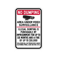 California Penal Code No Dumping Fine Sign - 12x18 - Made with Engineer Grade Reflective Rust-Free Heavy Gauge Durable Aluminum available at STOPSignsAndMore.com