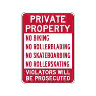 No Biking Rollerblading Skateboarding Rollerskating Sign - 18x24 - Made with 3M Reflective Rust-Free Heavy Gauge Durable Aluminum available at STOPSignsAndMore.com