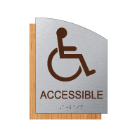 ADA Accessible Symbol Sign - 6.5" x 8.5" - Brushed Aluminum and Maple Fusion Wood Grain Laminate - Tactile Text & Grade 2 Braille | STOPSignsAndMore.com