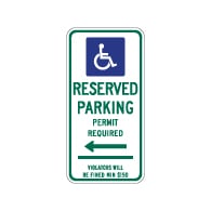 Connecticut State Handicap Reserved Parking Sign - Left Arrow - 12x24 - Made with Reflective Rust-Free Heavy Gauge Durable Aluminum available at STOPSignsAndMore.com