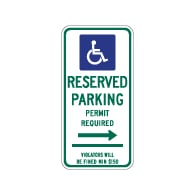 Connecticut State Handicap Reserved Parking Sign - Right Arrow - 12x24 - Made with Reflective Rust-Free Heavy Gauge Durable Aluminum available at STOPSignsAndMore.com