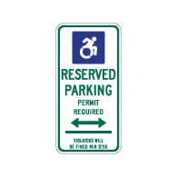 Connecticut Handicap Parking Sign with Active ISA - Double Arrow - 12x24 - Made with Reflective Rust-Free Heavy Gauge Durable Aluminum available at STOPSignsAndMore.com