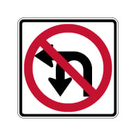 MUTCD R3-18 No Left or U Turn Sign - 24x24 - Our Signs Are Made with Reflective Vinyl, Rust-Free Heavy Gauge Durable Aluminum Available at STOPSignsAndMore.com