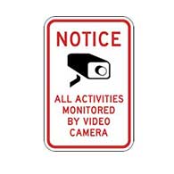 Notice All Activities Monitored By Video Surveillance Label - 6x8 - Package of 3 labels. Peel-off self-adhesive labels can be applied to flat surfaces
